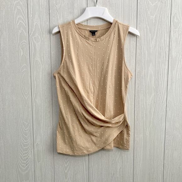 Ann Taylor Tan Polka Dot Sleeveless Top Small NWT - Picture 2 of 5
